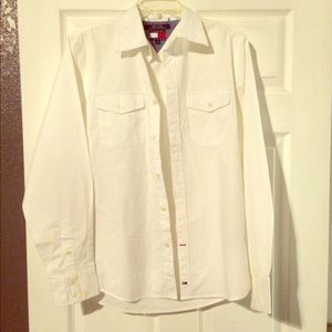 Men's long sleeve white button up