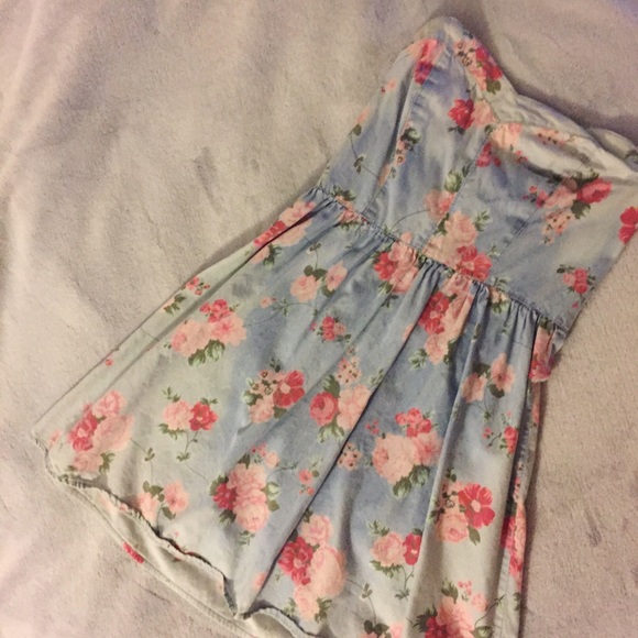 💖SOLD💖 Forever 21 Sweerheart Denim/Floral Dress - Picture 2 of 3