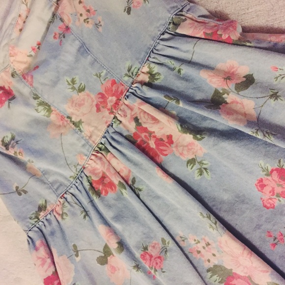 💖SOLD💖 Forever 21 Sweerheart Denim/Floral Dress - Picture 3 of 3