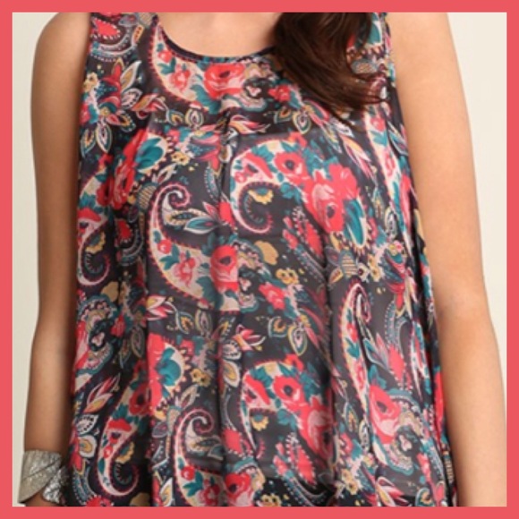 Paisley Ruffle Back Tank - Picture 2 of 3