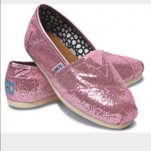 Pink sparkle toms flat shoes