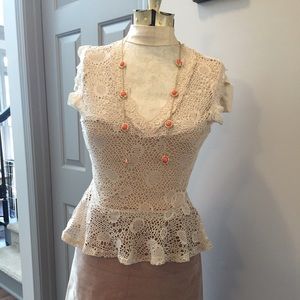 Cream lace peplum blouse