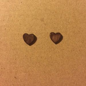 Wood Heart Earrings