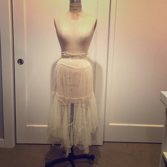 Free People Cream Tulle Skirt
