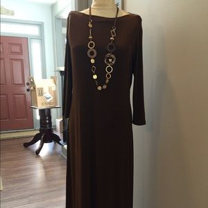 Brown spandex coldwater creek maxi dress