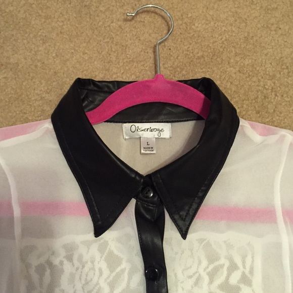 White chiffon button down top - Picture 2 of 3