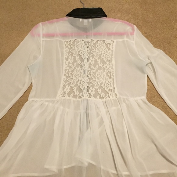 White chiffon button down top - Picture 3 of 3
