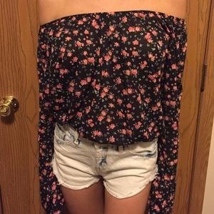 Floral off the shoulder shirt!