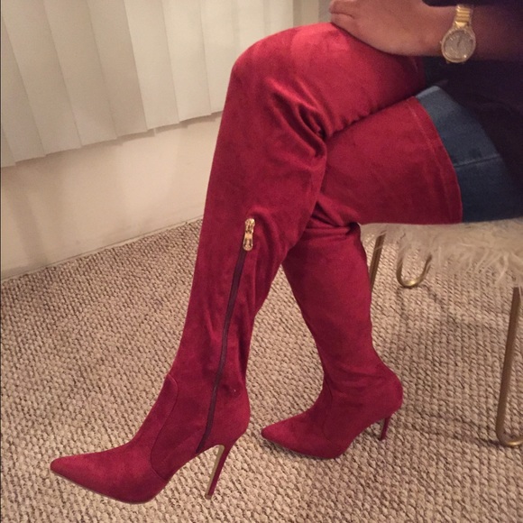 Velvet thigh high boots - Picture 2 of 3