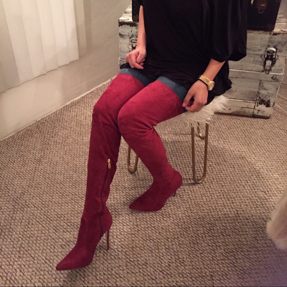Velvet thigh high boots - Picture 3 of 3