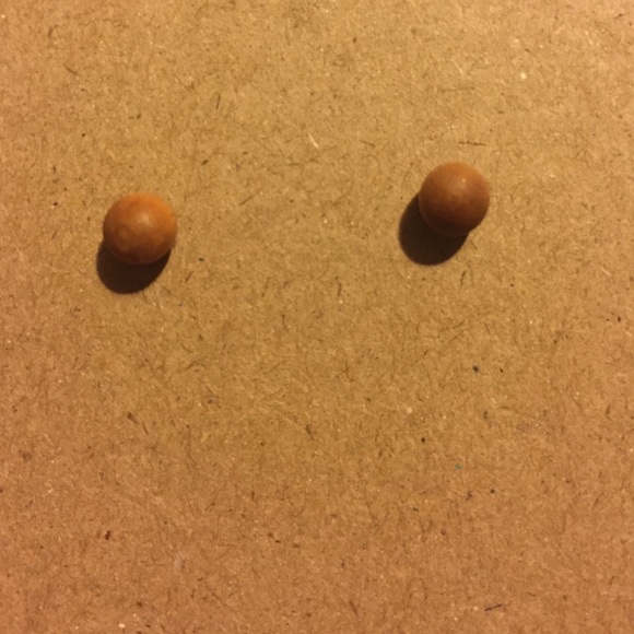 Round Wood Stud Earrings