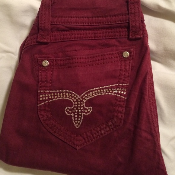 burgundy rock revival jeans