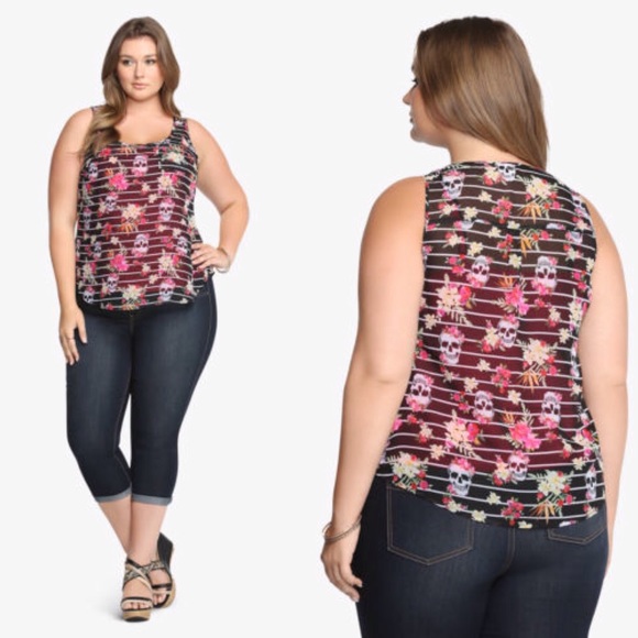 torrid Tops - 💔Sold! Torrid Floral Skull Chiffon Top Plus Sizes