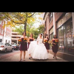 Allure Bridals 9121 lace strapless ballgown.