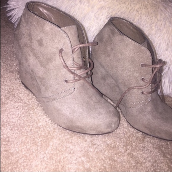 Tan wedged booties -xappeal size 7