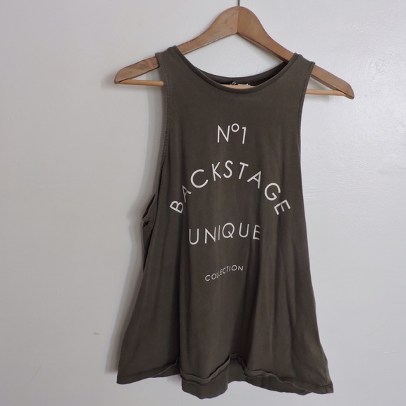 Distressed Olive Green Graphic Tank