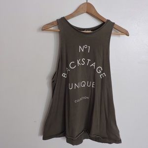 Distressed Olive Green Graphic Tank