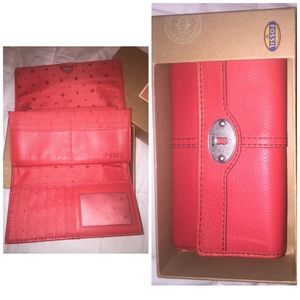 Fossil Wallet - Bright Red