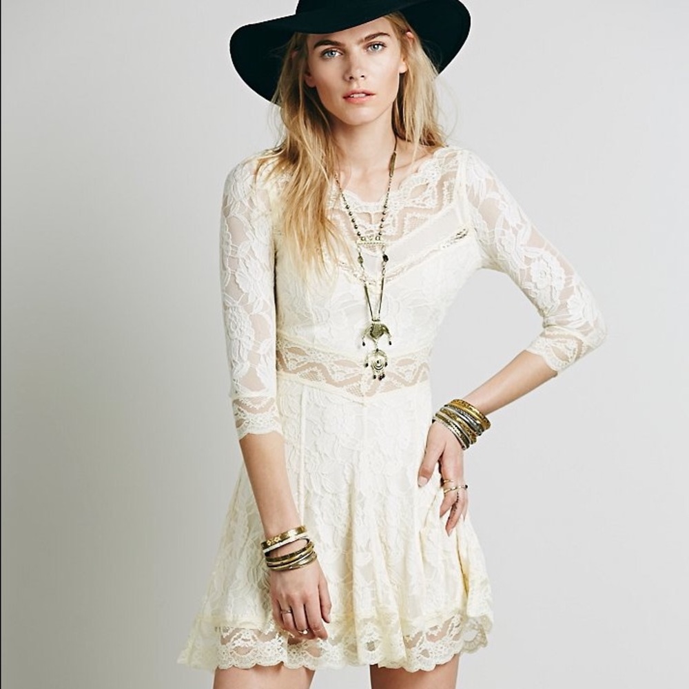 Free people delicate lace dress- lacy affair dress