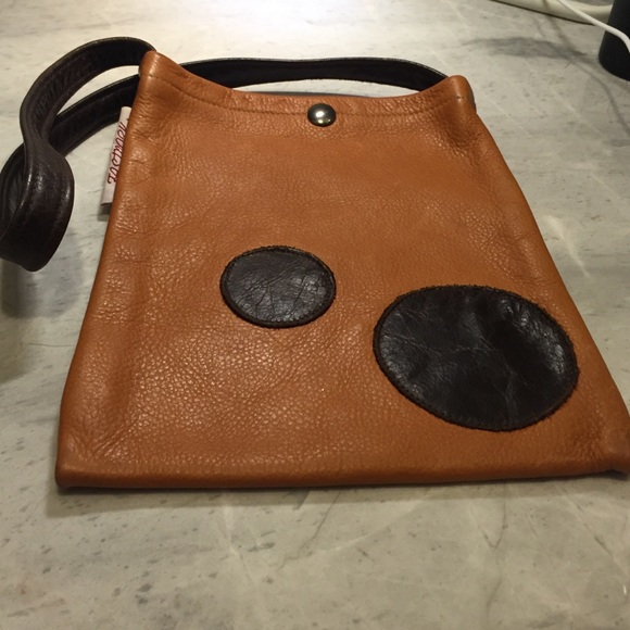 Orange and brown leather purse