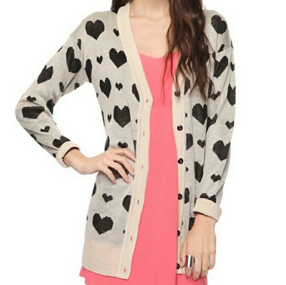 Weekend sale!bogo! White and black heart cardigan