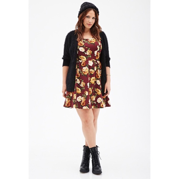 Rose print scuba knit dress