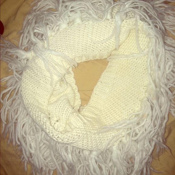 Frilly white infinity scarf