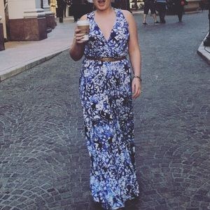 Blue and white maxi dress