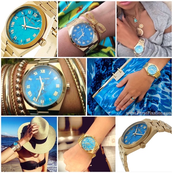 🆕NWT Michael Kors Channing Watch w/Turquoise Dial - Picture 4 of 4
