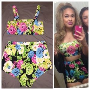 Two piece festival floral outfit