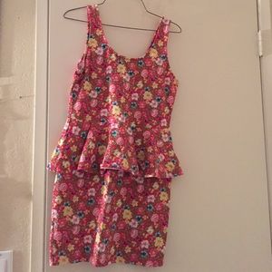 Floral Peplum Bodycon Dress