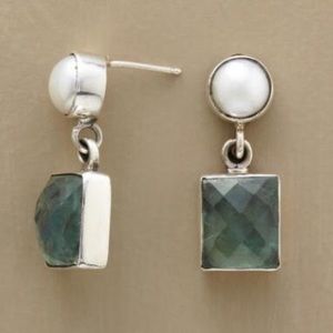 Apatite & Cultured Pearl Sterling Silver Earrings