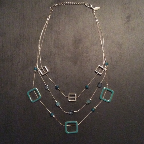 New York & Company Necklace - Silver/Teal