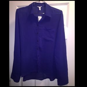 Aeropostale Chiffon button up blouse- royal blue