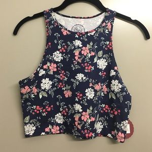 Floral halter cropped top