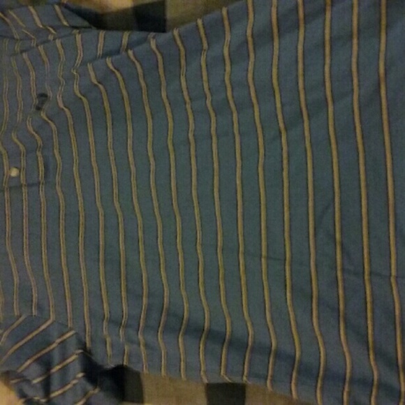 Blue and white striped polo T-shirt