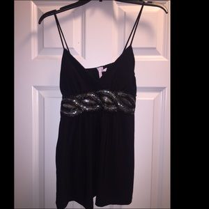 Black Tank Top with tie-back and sequins