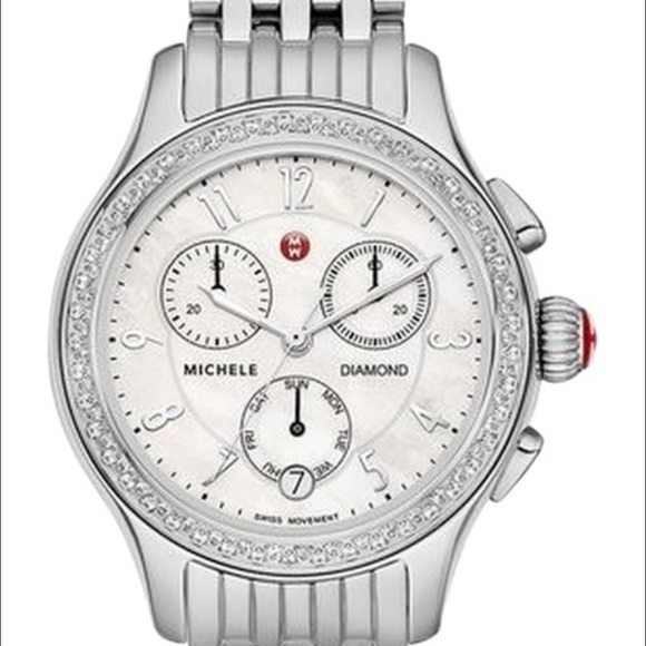 NWT Michele Jetway' Chronograph Diamond CHRONO MOP