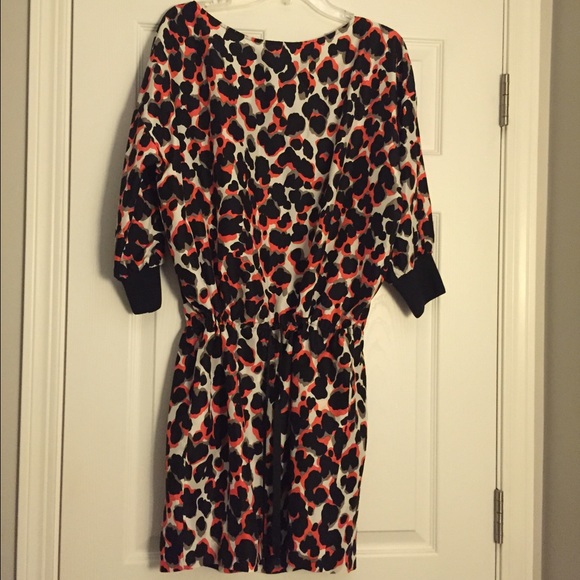 100% silk animal print drop waist dress