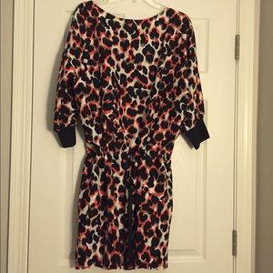 100% silk animal print drop waist dress