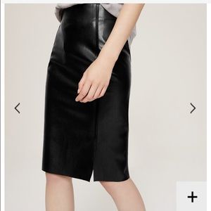 Ann Taylor LOFT Black Leather Pencil Skirt