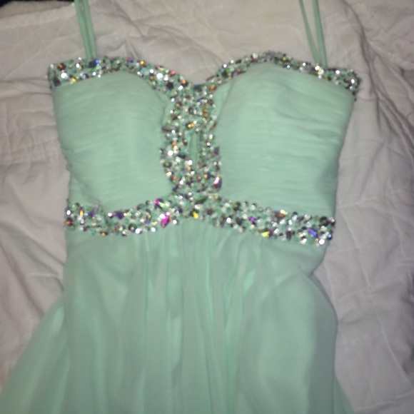Aquamarine w/Swarovski crystal prom dress