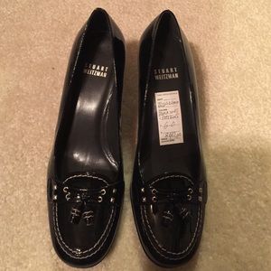 Stuart Weitzman black soft patent leather heel