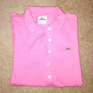 Authentic and Classic 5 button Pink Lacoste polo