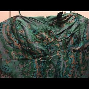 J. Crew strapless green paisley dress