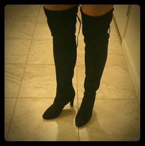 Highland faux suede over the knee otk black boots