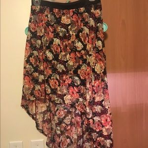 Floral High Low Skirt