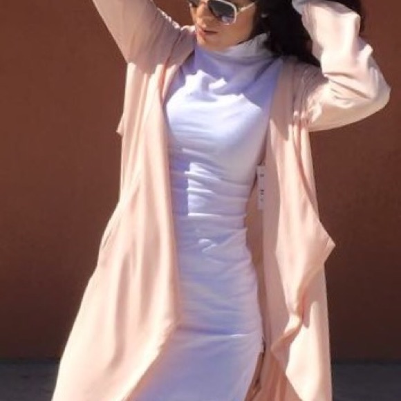 Pastel Pink Long Trench Blazer