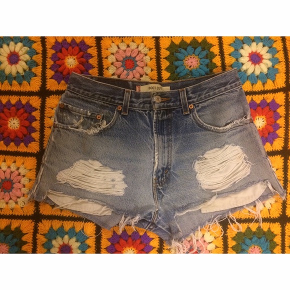UO high waist jean shorts