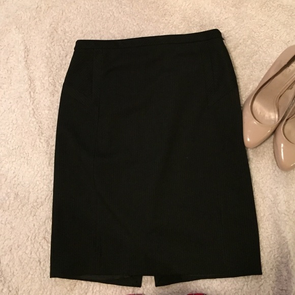 Express above-the-knee pin-striped pencil skirt